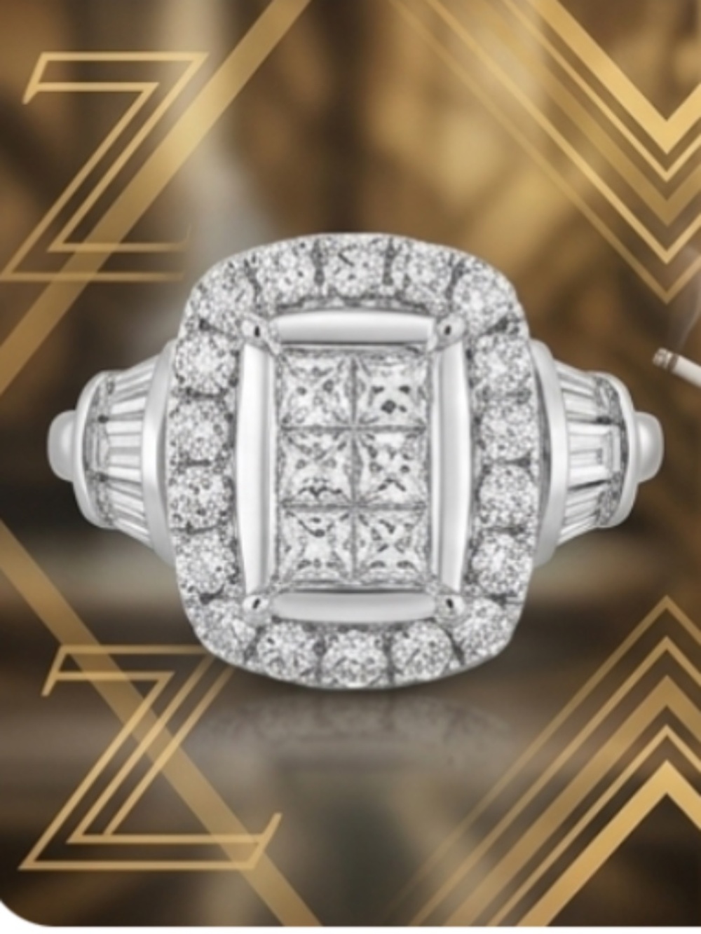 ✨ Stunning Art Deco 14K White Gold Genuine Diamond Ring ✨